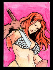 Red Sonja 2011 (Breygent) Color Artist Sketch Trading Card by Jason Hughes   - TvMovieCards.com