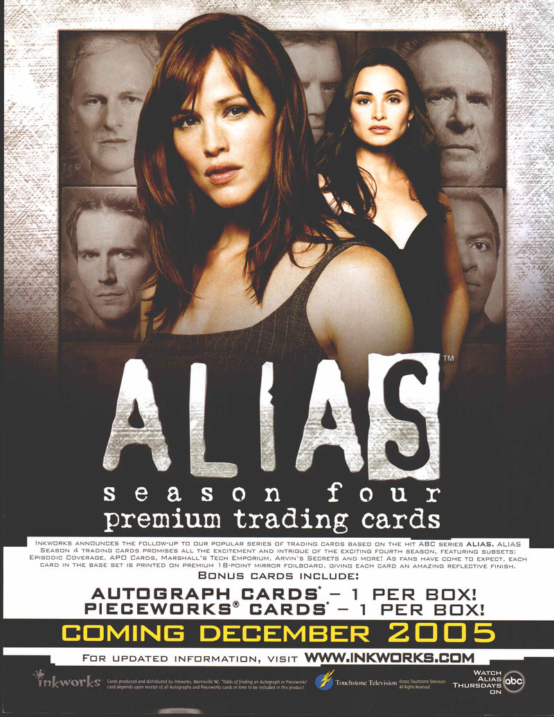 Alias Season 4 Four Trading Card Dealer Sell Sheet Promo Sale Jennifer Garner   - TvMovieCards.com