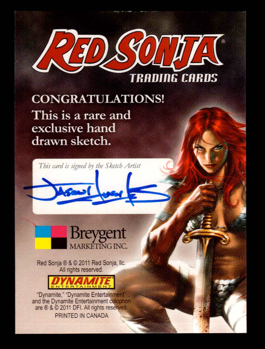 Red Sonja 2011 (Breygent) Color Artist Sketch Trading Card by Jason Hughes   - TvMovieCards.com