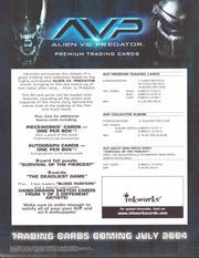 Aliens vs Predator Movie Trading Card Dealer Sell Sheet Promotional Sale 2004   - TvMovieCards.com