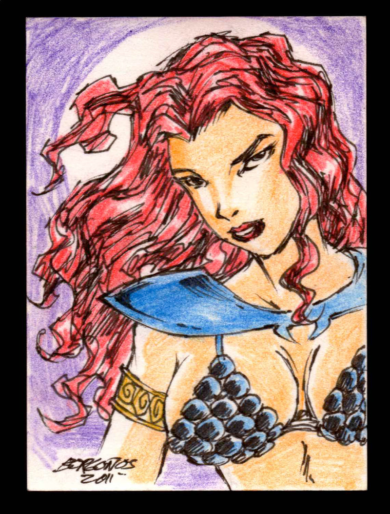 Red Sonja 2011 (Breygent) Color Artist Sketch Trading Card by Dan Borgonos   - TvMovieCards.com