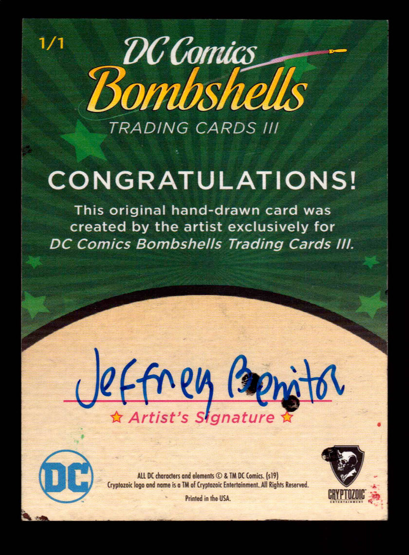 2019 DC Comics Bombshells III Artist Jeffrey Benitez Sketch Card Cryptozoic   - TvMovieCards.com