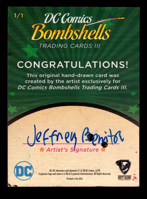 2019 DC Comics Bombshells III Artist Jeffrey Benitez Sketch Card Cryptozoic   - TvMovieCards.com