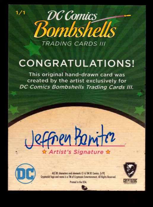 2019 DC Comics Bombshells III Artist Jeffrey Benitez Sketch Card Cryptozoic   - TvMovieCards.com