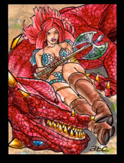 Red Sonja 2011 (Breygent) Color Artist Sketch Trading Card by Adam Cleveland   - TvMovieCards.com