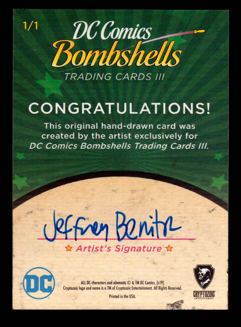 2019 DC Comics Bombshells III Artist Jeffrey Benitez Sketch Card Cryptozoic   - TvMovieCards.com