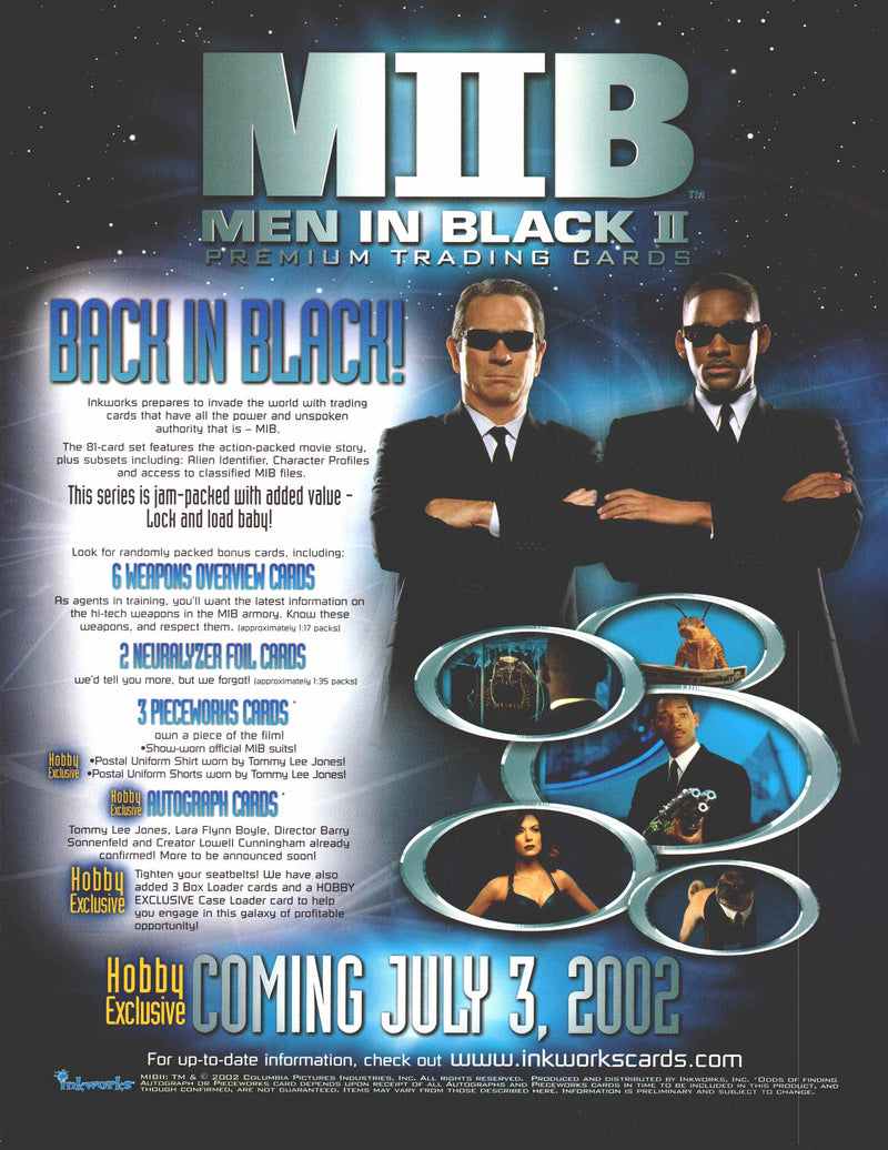 Men In Black II Trading Card Dealer Sell Sheet Sale Promo Ad Inkworks 2002   - TvMovieCards.com