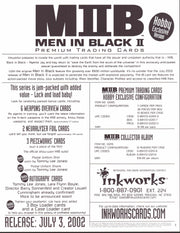 Men In Black II Trading Card Dealer Sell Sheet Sale Promo Ad Inkworks 2002   - TvMovieCards.com