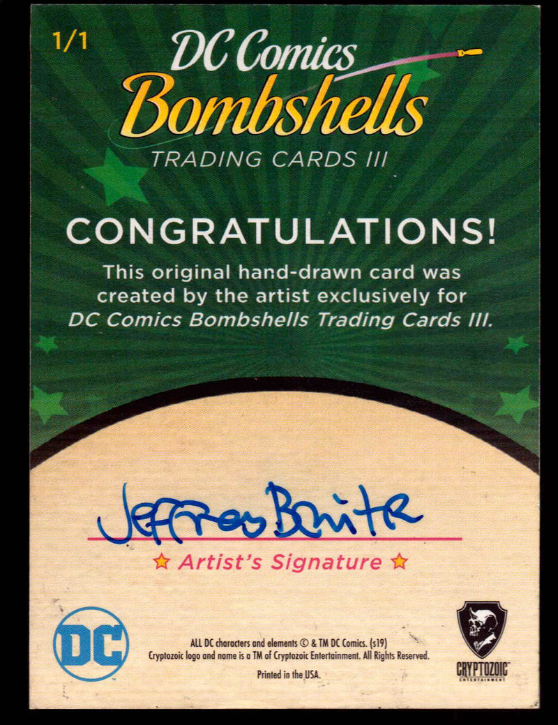 2019 DC Comics Bombshells III Artist Jeffrey Benitez Sketch Card Cryptozoic   - TvMovieCards.com