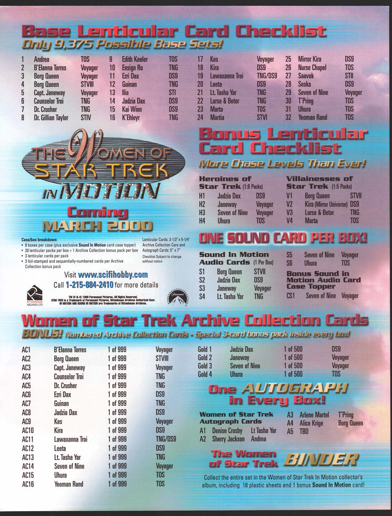 Women of Star Trek In Motion Trading Card Dealer Sell Sheet Sale Ad 2000   - TvMovieCards.com