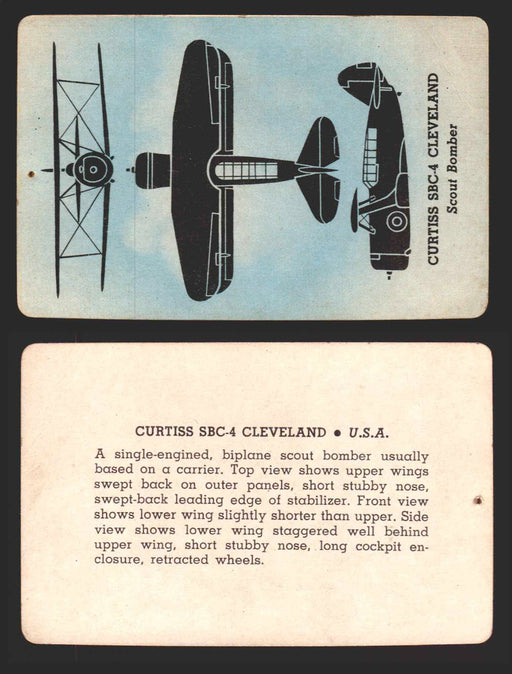 1943 Aircraft Recognition You Pick Single Trading Cards #1-9 Leaf / Card-O Curtiss SBC-4 Cleveland  - TvMovieCards.com