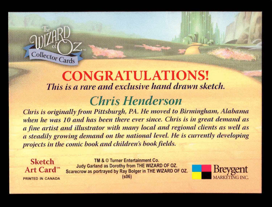 Wizard of Oz Sketch Card by Chris Henderson"Scarecrow" Breygent 2006   - TvMovieCards.com