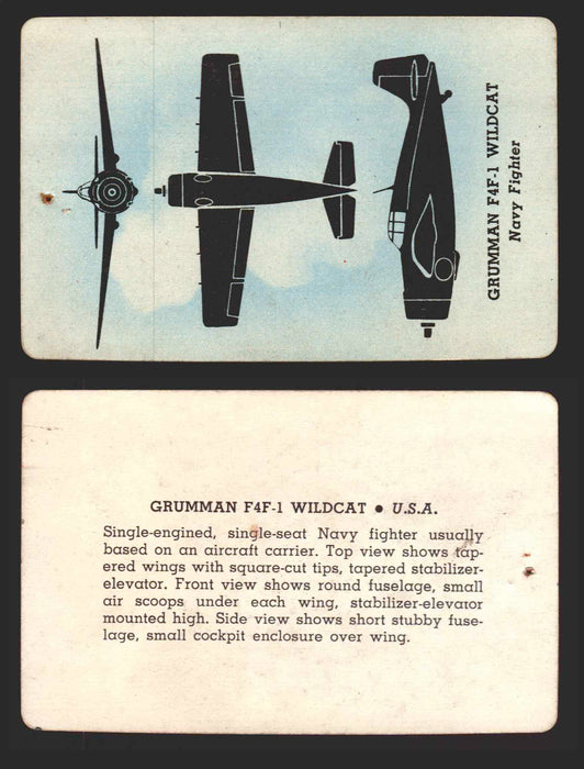 1943 Aircraft Recognition You Pick Single Trading Cards #1-9 Leaf / Card-O Grumman F4F-1 Wildcat  - TvMovieCards.com