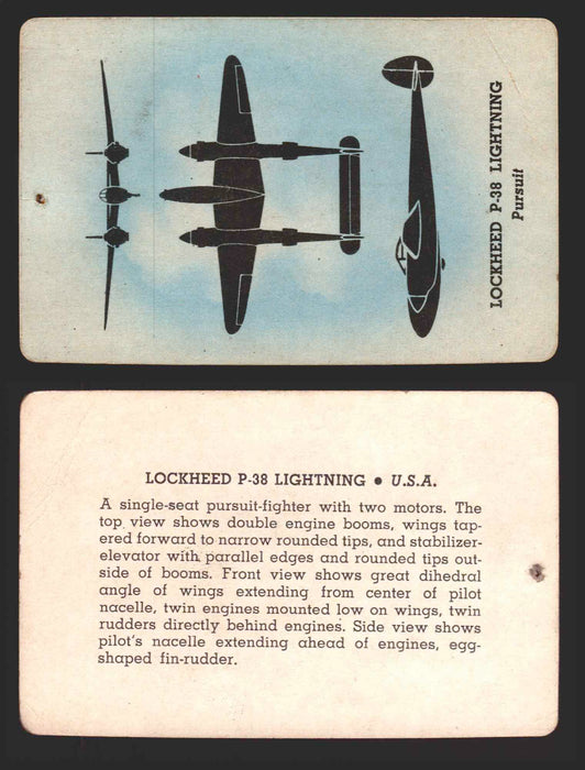 1943 Aircraft Recognition You Pick Single Trading Cards #1-9 Leaf / Card-O Lockheed P-38 Lightning  - TvMovieCards.com