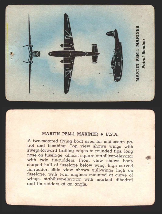1943 Aircraft Recognition You Pick Single Trading Cards #1-9 Leaf / Card-O Martin PBM-1 Mariner  - TvMovieCards.com