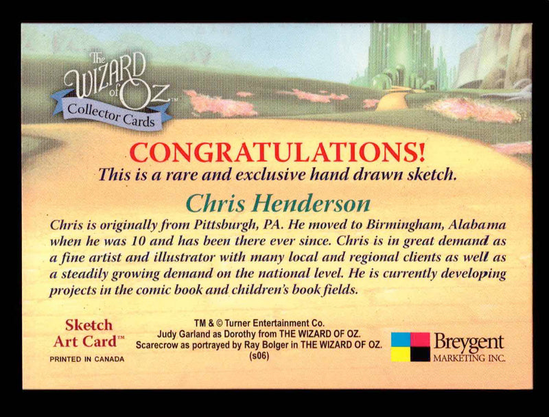 Wizard of Oz Sketch Card by Chris Henderson Color "Cowardly Lion" Breygent 2006   - TvMovieCards.com