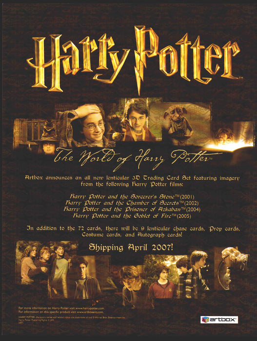 The World of Harry Potter in 3-D Trading Card Dealer Sell Sheet Sale Ad 2007   - TvMovieCards.com
