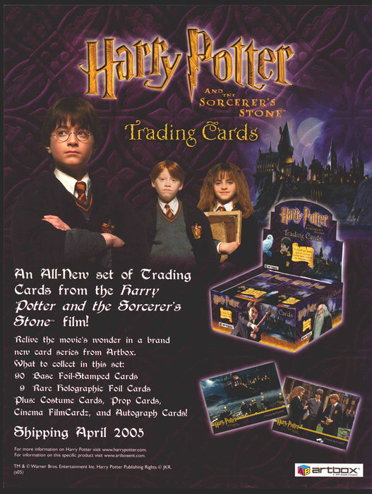 Harry Potter and the Sorcerer's Stone Trading Card Dealer Sell Sheet Sale Ad   - TvMovieCards.com