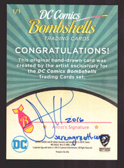 2017 DC Comics Bombshells Cryptozoic Artist Sketch Card by Jeremy R. Scott   - TvMovieCards.com