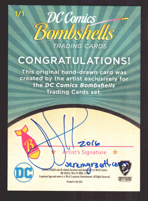 2017 DC Comics Bombshells Cryptozoic Artist Sketch Card by Jeremy R. Scott   - TvMovieCards.com