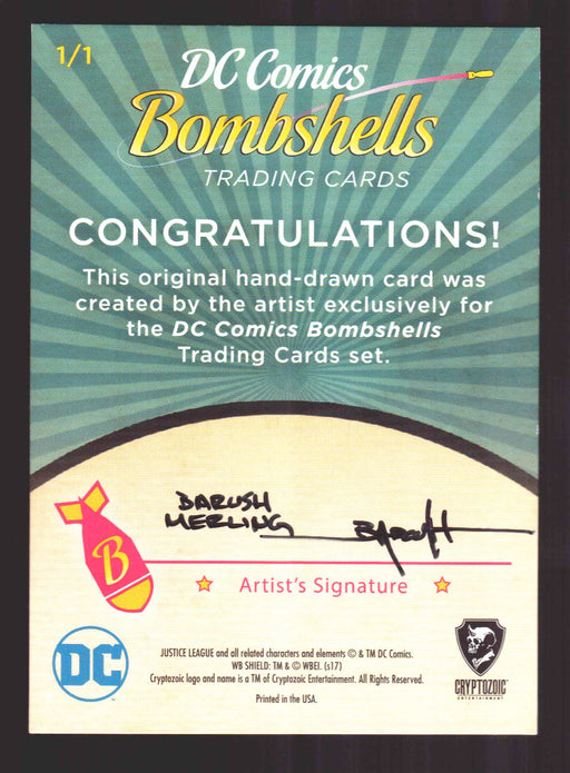 2017 DC Comics Bombshells Cryptozoic Artist Sketch Card by Barush Merling   - TvMovieCards.com