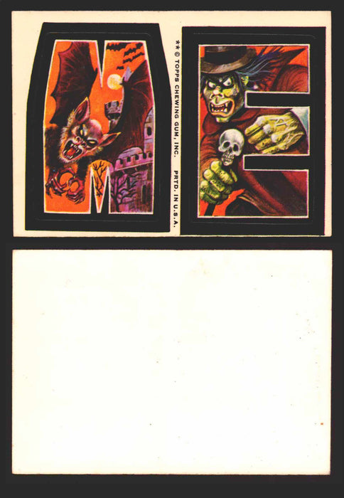 1973-74 Monster Initials Vintage Sticker Trading Cards You Pick Singles #1-#132 M E  - TvMovieCards.com