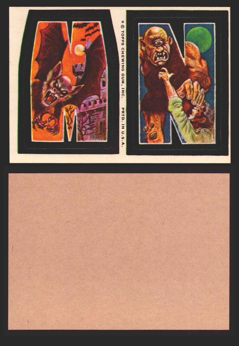 1973-74 Monster Initials Vintage Sticker Trading Cards You Pick Singles #1-#132 M N  - TvMovieCards.com