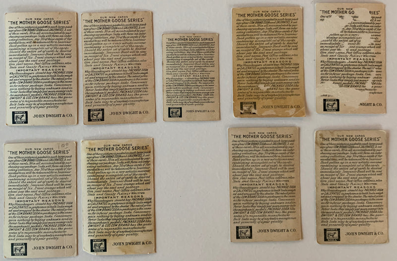 Mother Goose 9 Card Lot Trading cards J17 JOHN DWIGHT Soda Church Arm & Hammer   - TvMovieCards.com