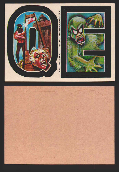 1973-74 Monster Initials Vintage Sticker Trading Cards You Pick Singles #1-#132 Q E  - TvMovieCards.com