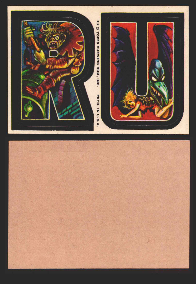 1973-74 Monster Initials Vintage Sticker Trading Cards You Pick Singles #1-#132 R U  - TvMovieCards.com