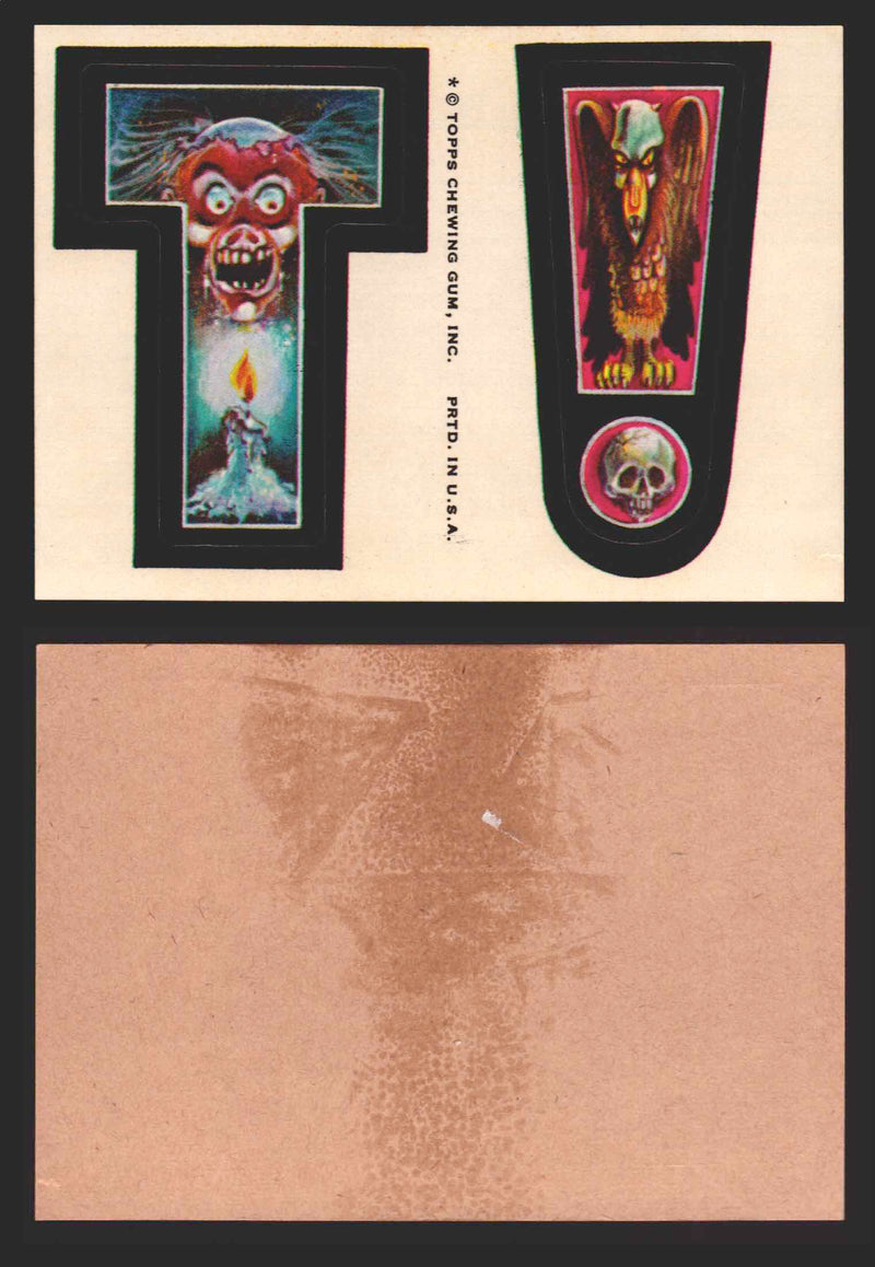 1973-74 Monster Initials Vintage Sticker Trading Cards You Pick Singles #1-#132 T !  - TvMovieCards.com