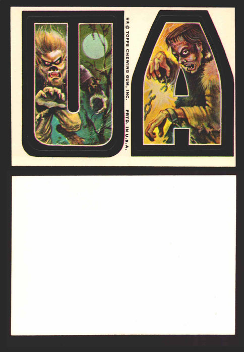 1973-74 Monster Initials Vintage Sticker Trading Cards You Pick Singles #1-#132 U A  - TvMovieCards.com