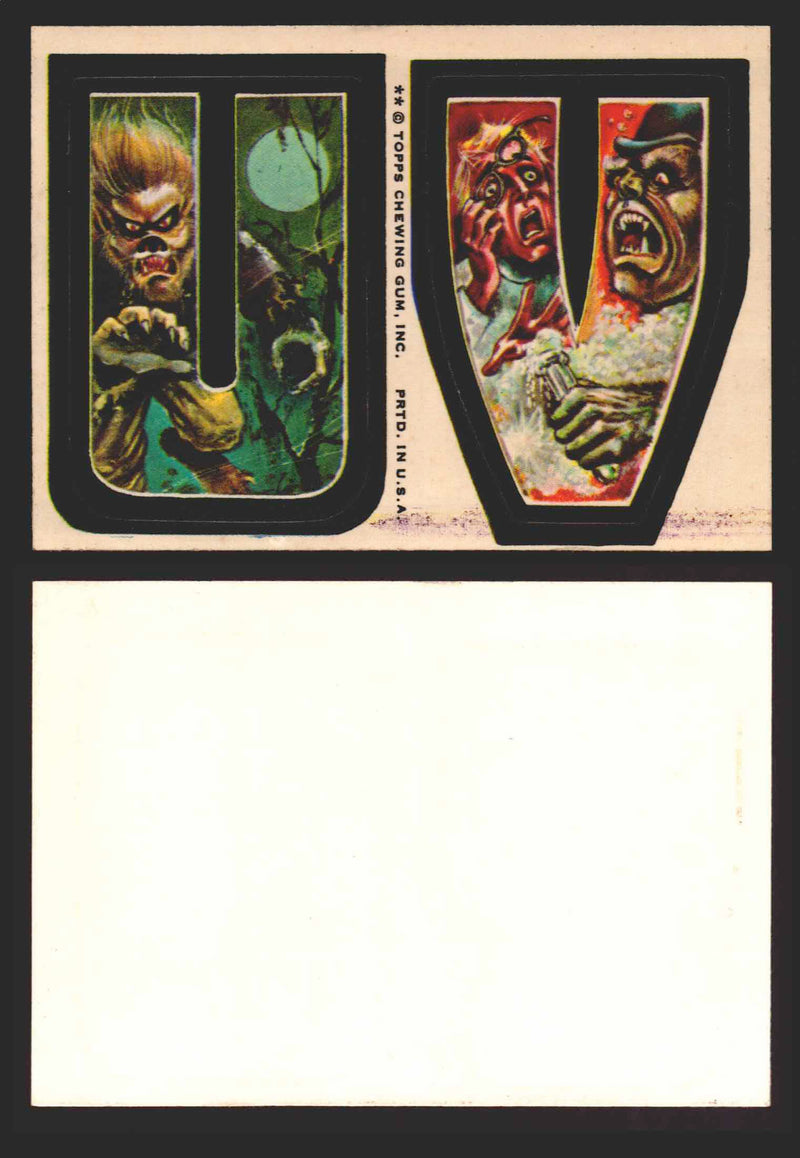 1973-74 Monster Initials Vintage Sticker Trading Cards You Pick Singles #1-#132 U V  - TvMovieCards.com