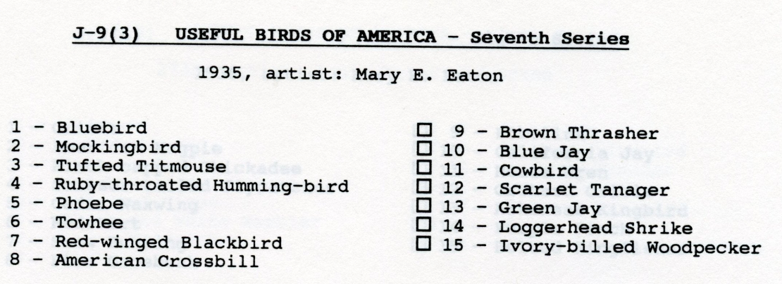 Useful Birds of America 7th 15 Card Set Type 3 Church & Dwight J-9 (3)   - TvMovieCards.com