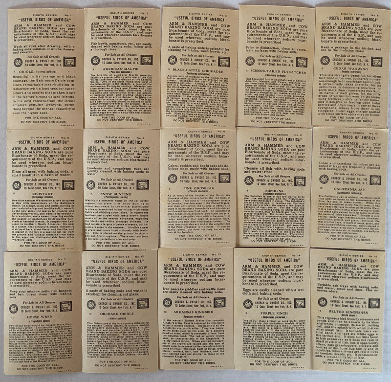Useful Birds of America 8th 15 Card Set Type 3 Church & Dwight J-9 (4)   - TvMovieCards.com