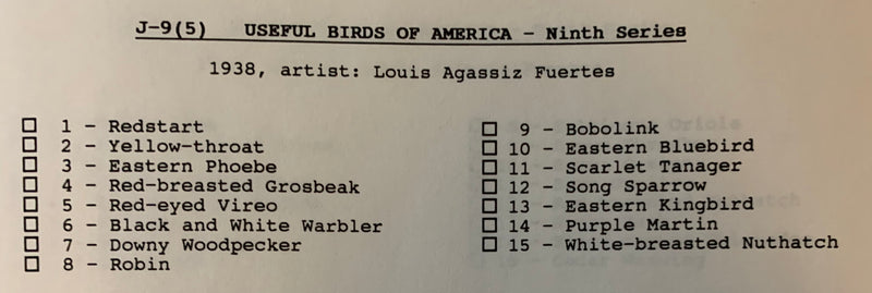 Useful Birds of America 9th Series Card Set J-9 Type 5-2BB 15 Cards Church & Dwi - TvMovieCards.com