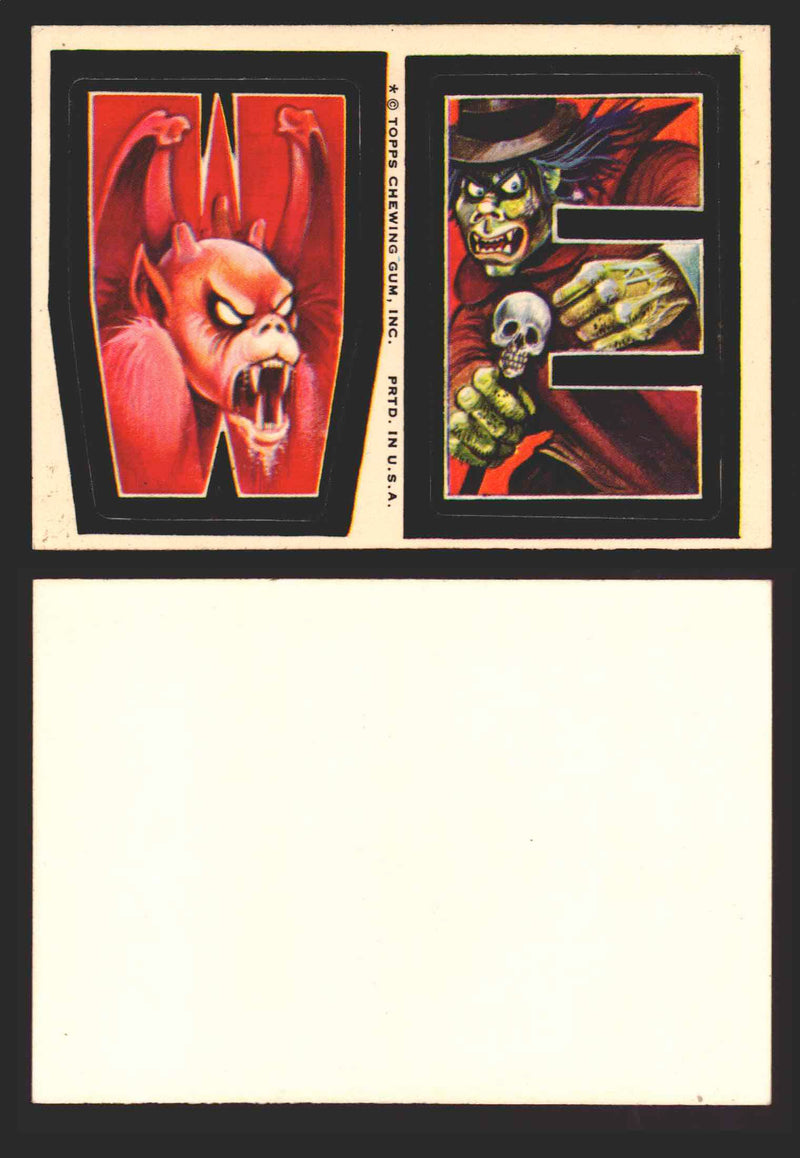 1973-74 Monster Initials Vintage Sticker Trading Cards You Pick Singles #1-#132 W E  - TvMovieCards.com