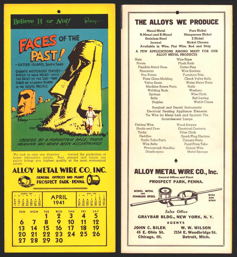 Ripley's Believe It or Not Facts Foldout Advertising Calendar 1933 - 1942 You Pi - TvMovieCards.com