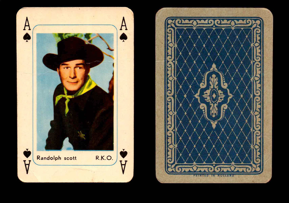 Vintage Hollywood Movie Stars Playing Cards You Pick Singles A - Spade - Randolph Scott  - TvMovieCards.com