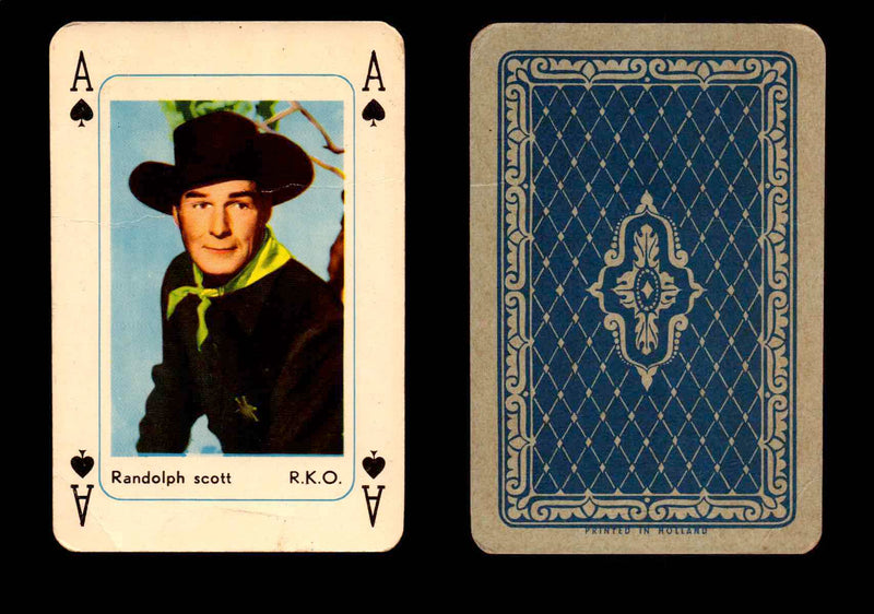 1959 Maple Leaf Hollywood Movie Stars Playing Cards You Pick Singles A - Spade - Randolph Scott  - TvMovieCards.com