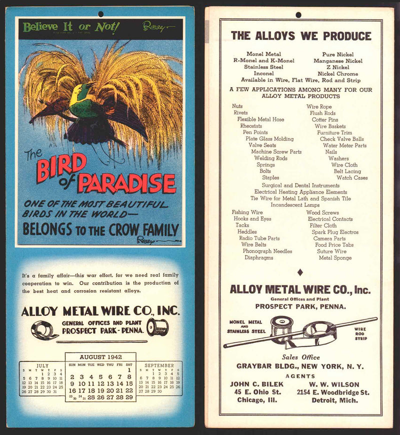 Ripley's Believe It or Not Facts Foldout Advertising Calendar 1933 - 1942 You Pi - TvMovieCards.com