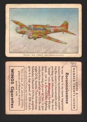 1940 Wings Cigarettes Modern Airplanes Series A B C You Pick Single Trading Card B #27 Royal Air Force Reconnaissance - TvMovieCards.com