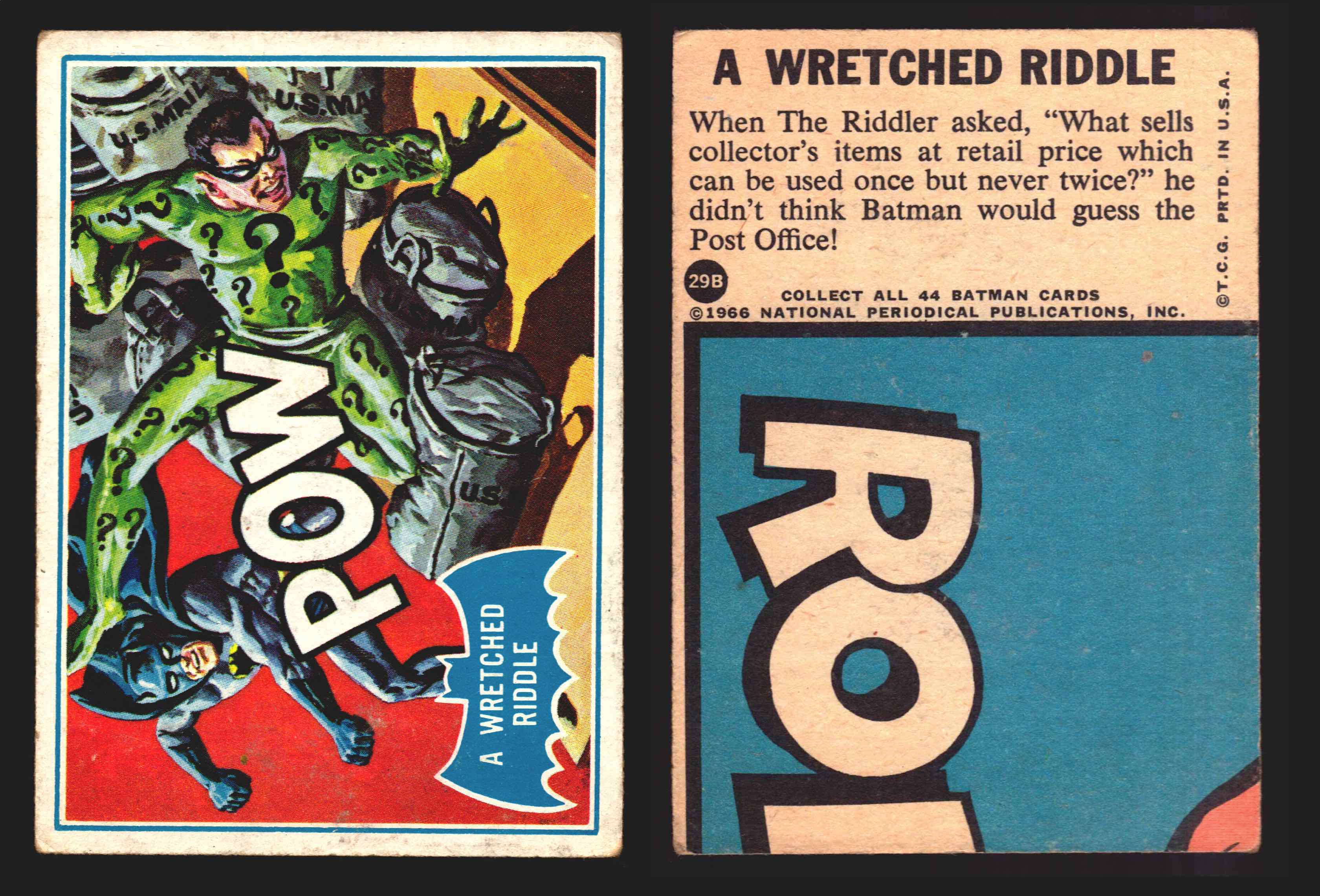 1966 Batman Puzzle B (Blue Bat) Vintage Trading Card You Pick