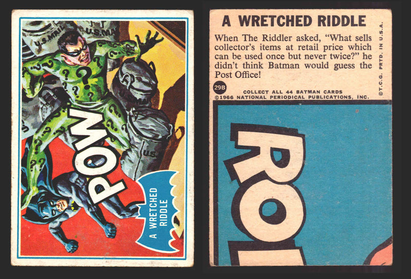1966 Batman Puzzle B (Blue Bat) Vintage Trading Card You Pick Singles #1B-44B #29B  - TvMovieCards.com