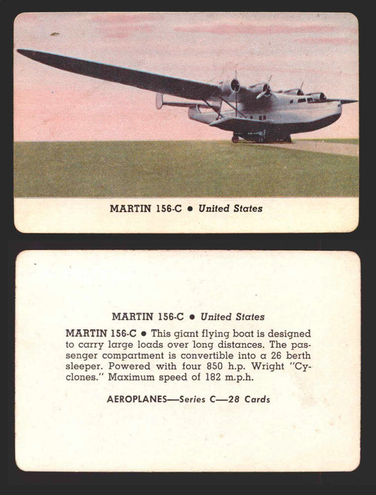 1944 Aeroplanes Series B C D You Pick Single Trading Cards #1-80 Card-O C	15	   Martin 156-C                      United States  - TvMovieCards.com