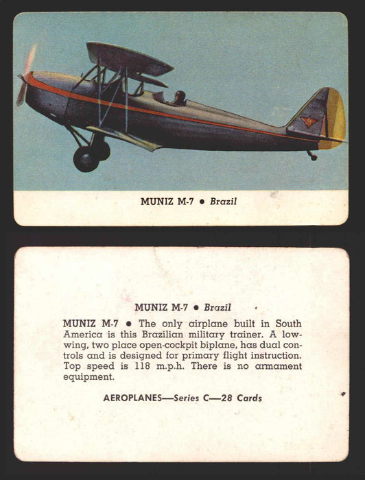 1944 Aeroplanes Series B C D You Pick Single Trading Cards #1-80 Card-O C	19	   Muniz M-7                         Brazil  - TvMovieCards.com