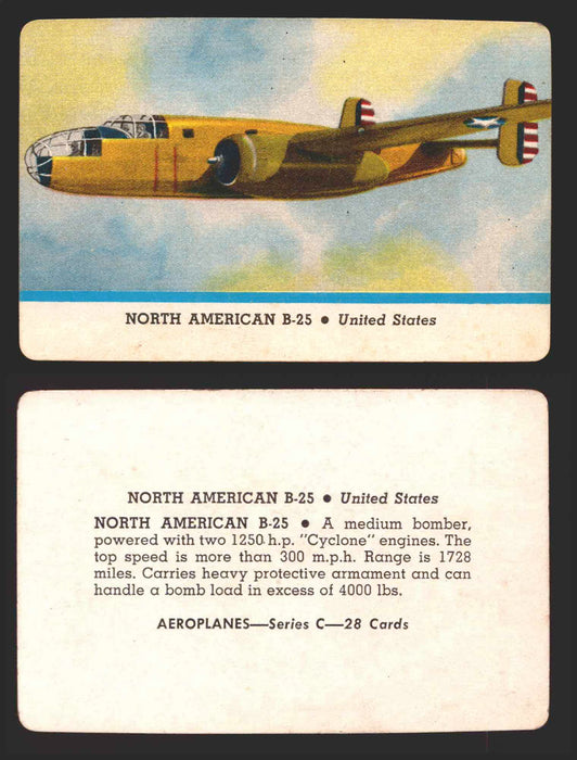 1944 Aeroplanes Series B C D You Pick Single Trading Cards #1-80 Card-O C	21	   North American B-25               United States  - TvMovieCards.com