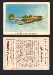 1940 Wings Cigarettes Modern Airplanes Series A B C You Pick Single Trading Cards C #39 Royal Air Force Light Bomber  - TvMovieCards.com