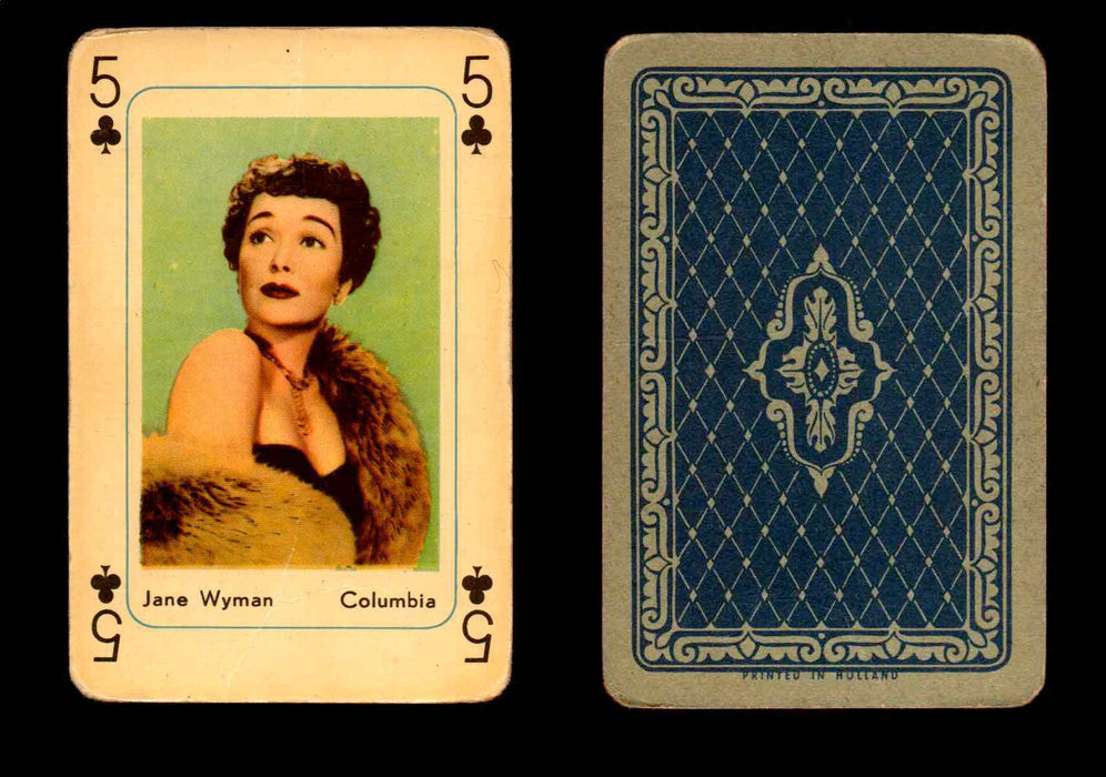 1959 Maple Leaf Hollywood Movie Stars Playing Cards You Pick Singles 5 - Clover - Jane Wyman  - TvMovieCards.com