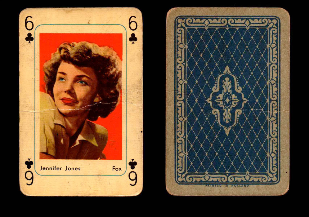 1959 Maple Leaf Hollywood Movie Stars Playing Cards You Pick Singles 6 - Clover - Jennifer Jones  - TvMovieCards.com